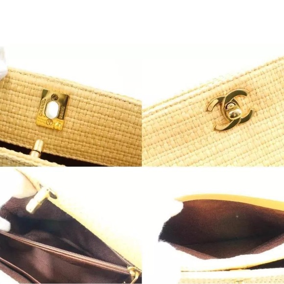 CHANEL bag coco mark tweed Chain wicker shoulder Classic Ltd Ed CC Tote straw - Picture 7 of 16
